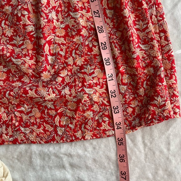 Loft Outlet Red Floral Babydoll dress with ruffled sleeves. Size Medium - Picture 11 of 14